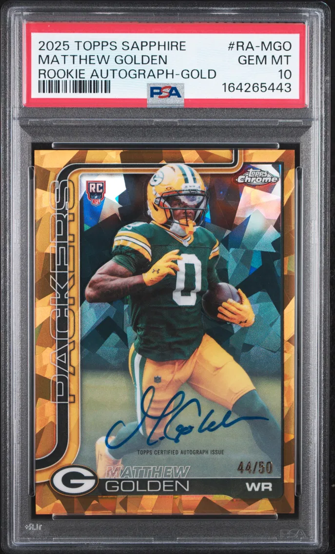 2025 #RA-MGO Matthew Golden PSA 10 Topps Chrome Sapphire Edition Rookie Autographs