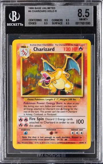 1999 #4 Charizard BGS 8.5 Base Set | Unlimited - Collector Crypt
