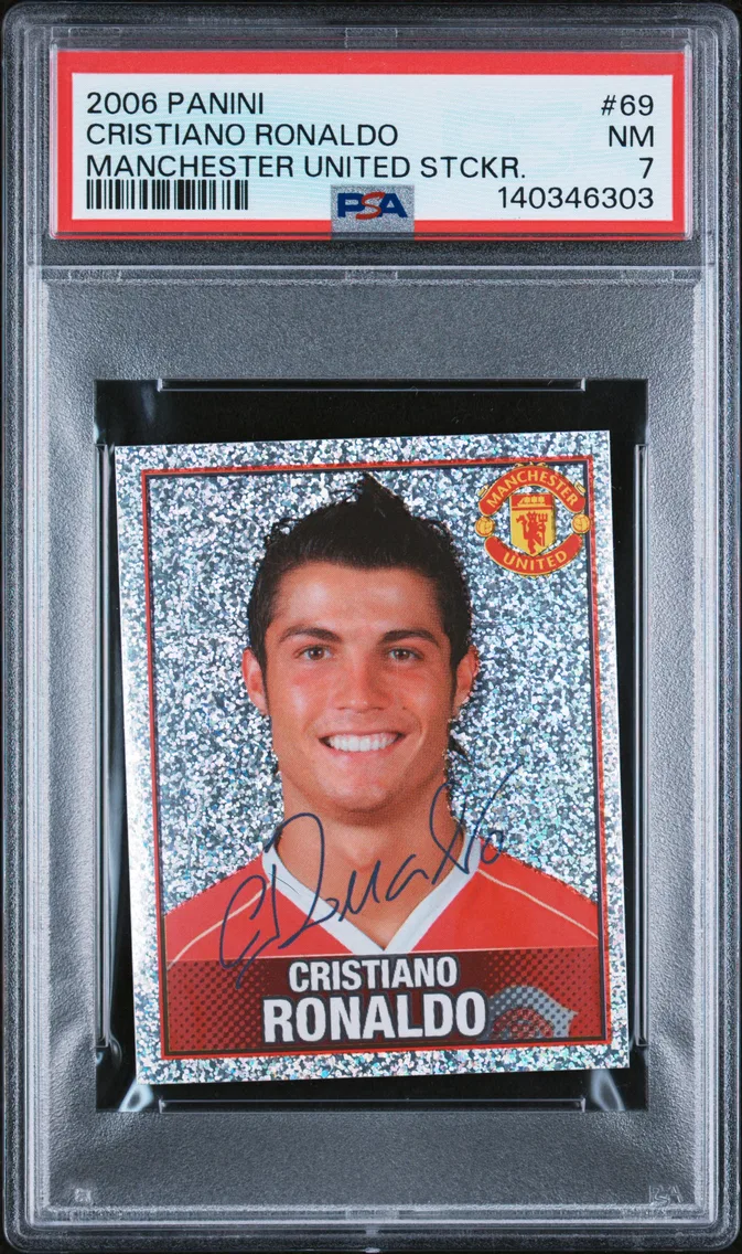 2006 #69 Cristiano Ronaldo PSA 7 Panini Manchester United Sticker
