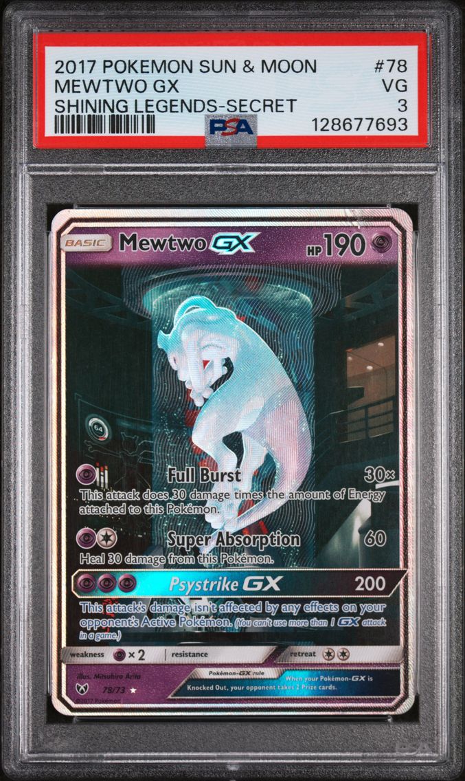 2017 #78 Mewtwo GX PSA 3 Sun & M