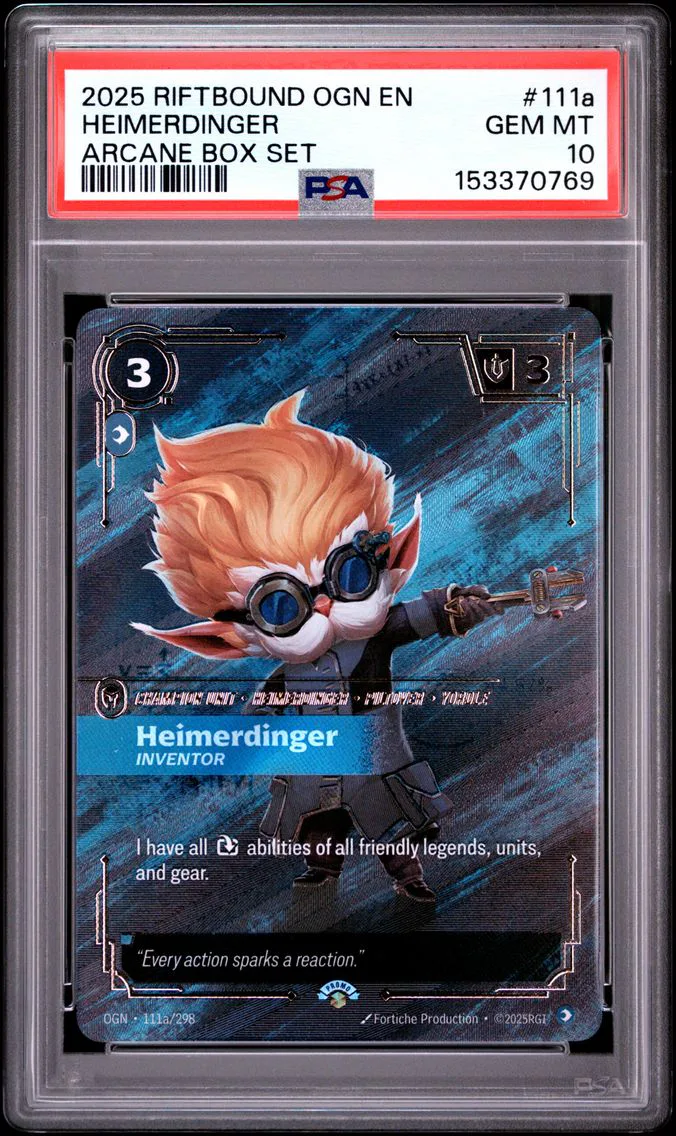 2025 #111a Heimerdinger - Inventor PSA 10 Riftbound: League of Legends Ogn-Origins