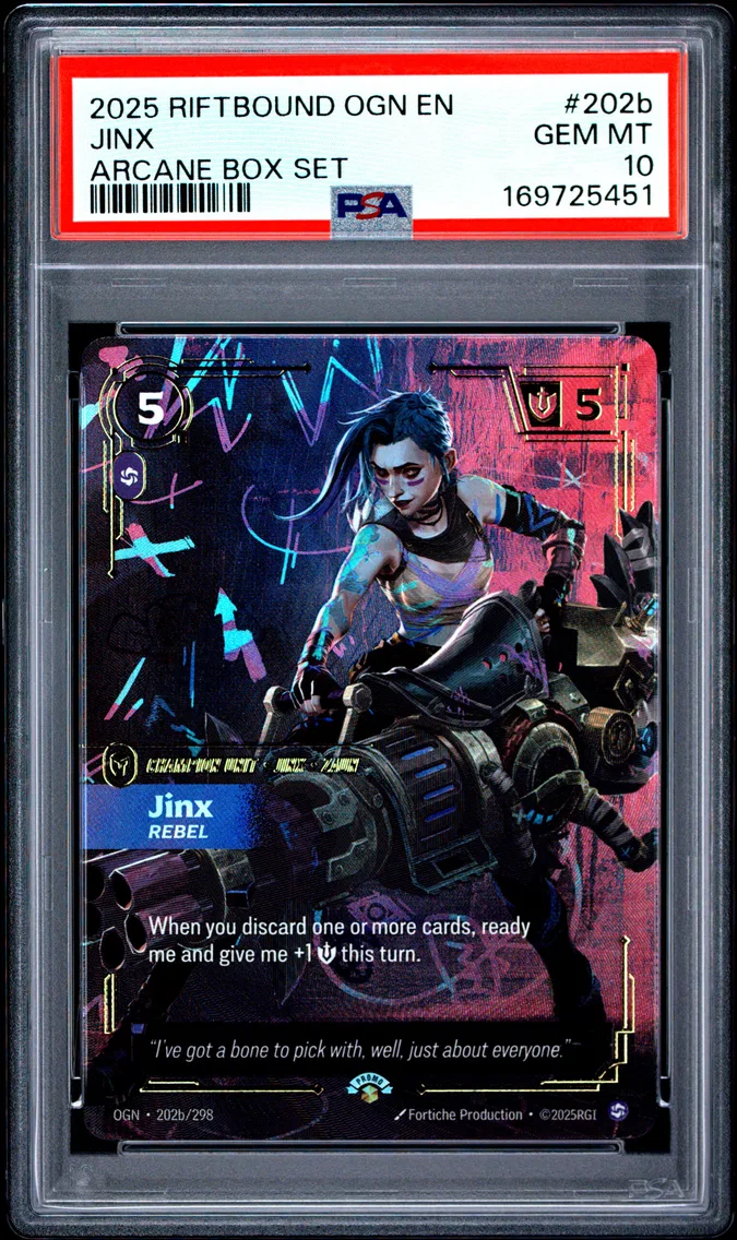 2025 #202b Jinx - Rebel PSA 10 Riftbound: League of Legends Ogn-Origins