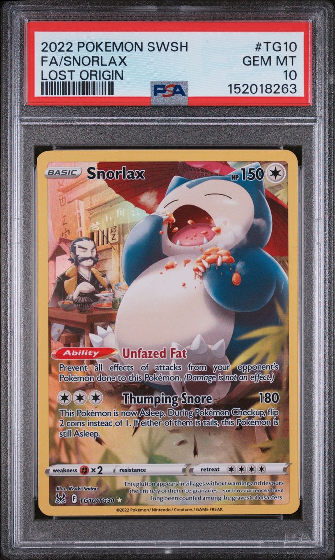 2022 #TG10 Full Art/Snorlax PSA 10 Sword & Shield Lost Origin