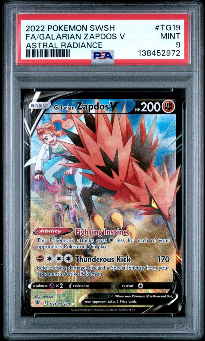 2022 #TG19 Full Art/Galarian Zapdos V PSA 9 Sword & Shield Astral Radiance