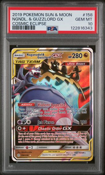 2019 #158 Naganadel & Guzzlord GX PSA 10 Sun & Moon Cosmic Eclipse