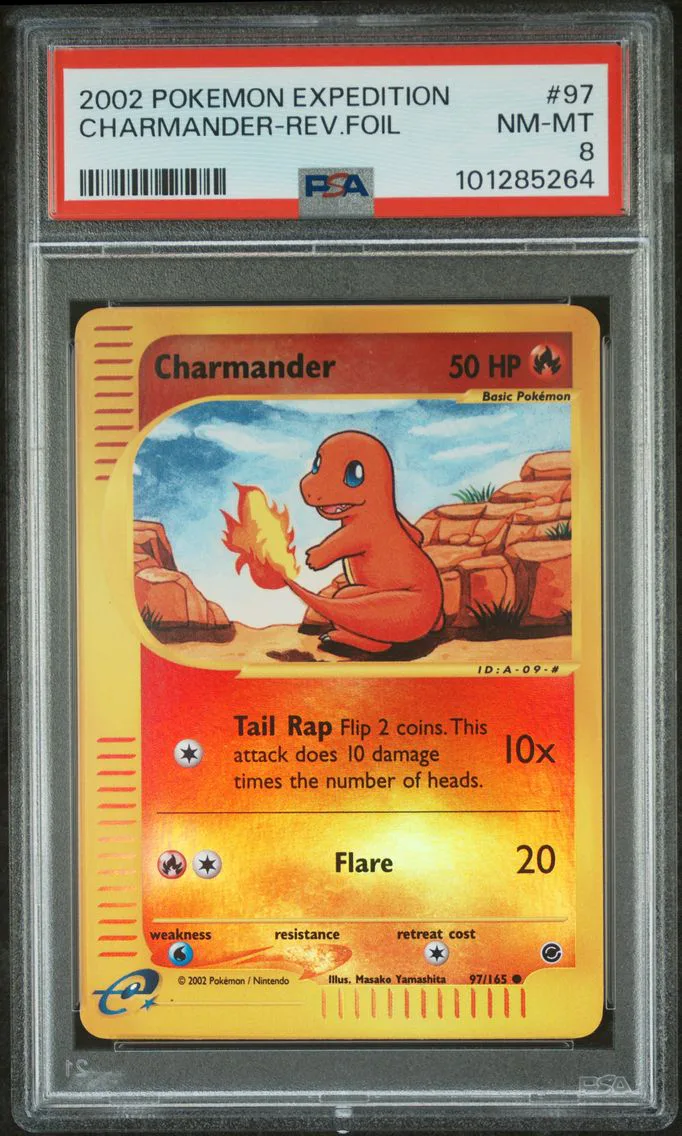2002 #97 Charmander-Reverse Foil PSA 8 Expedition Pokemon