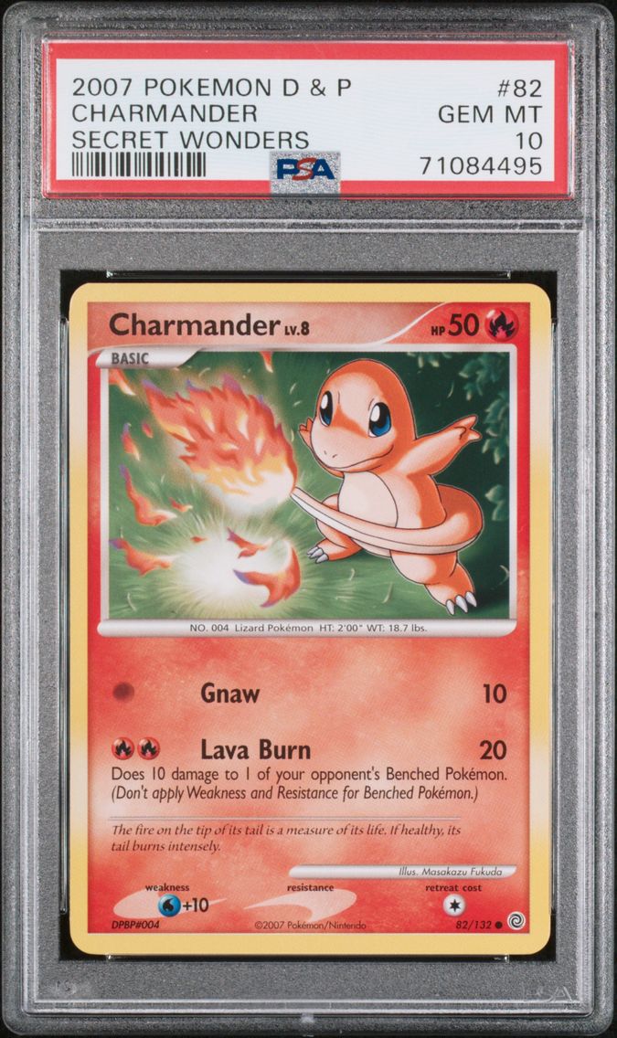 2007 #82 Charmander PSA 10 Diamond & Pearl Secret Wonders