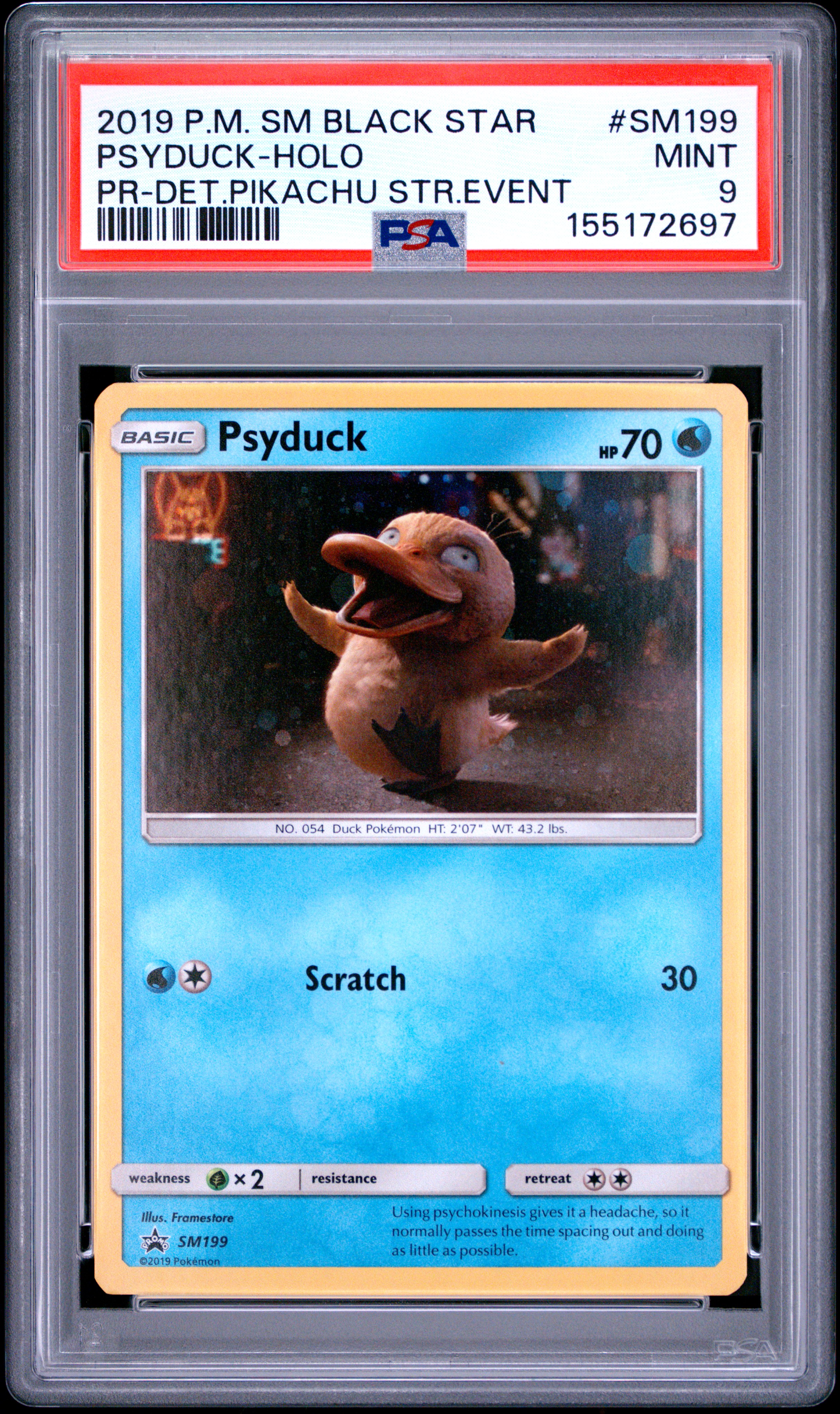 2019 #Sm199 Psyduck-Holo PSA 9 Sm Black Star Promo