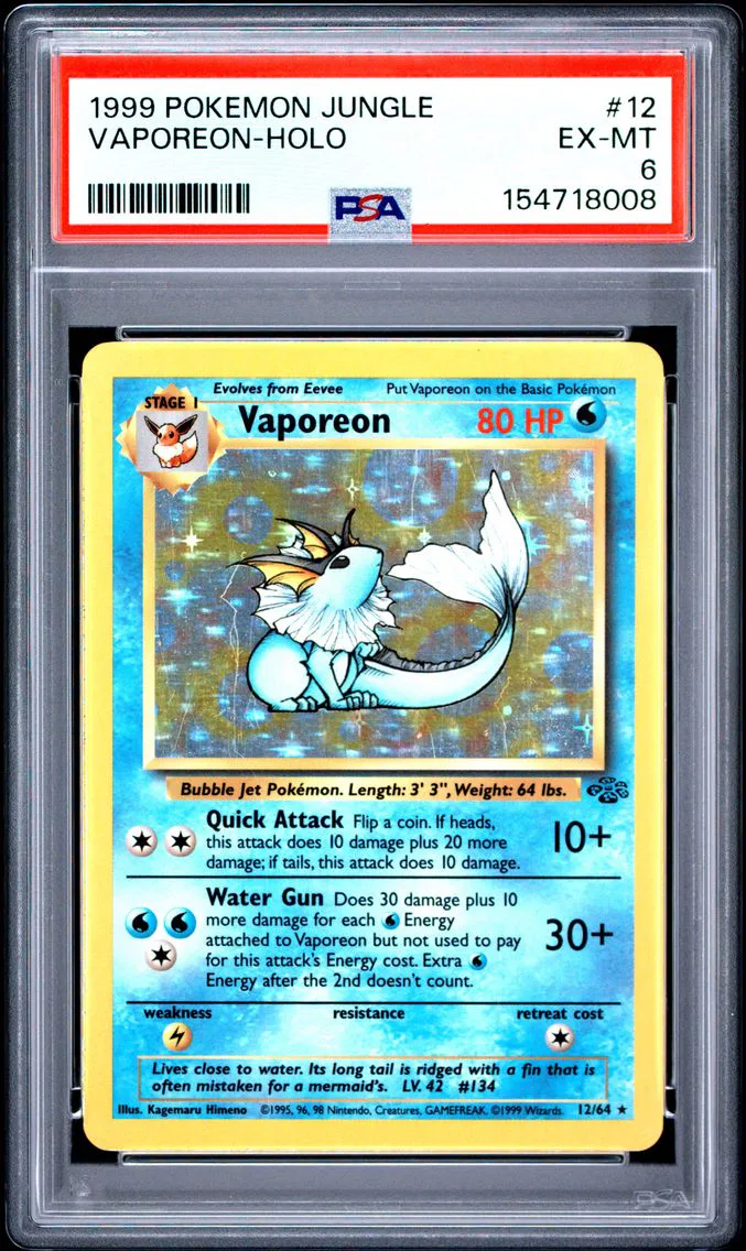 1999 #12 Vaporeon-Holo PSA 6 Jungle