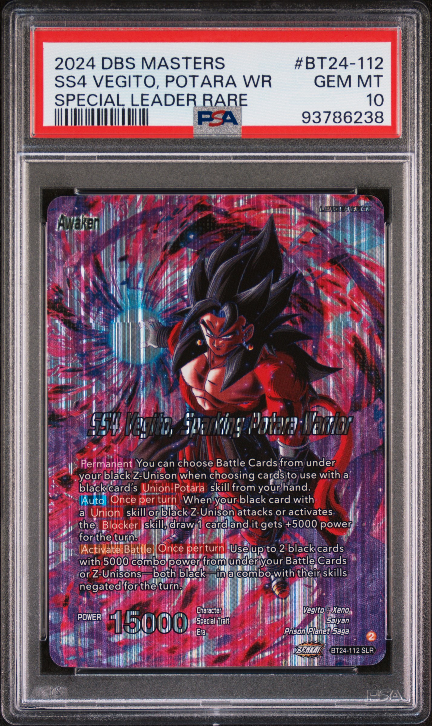 2024 #Bt24-112 Ss4 Son Goku & Ss4 Vegeta/Ss4 Vegito, Sparking Potara Warrior PSA 10 Dragon Ball Super Card Game Masters Series 24 Beyond Generations