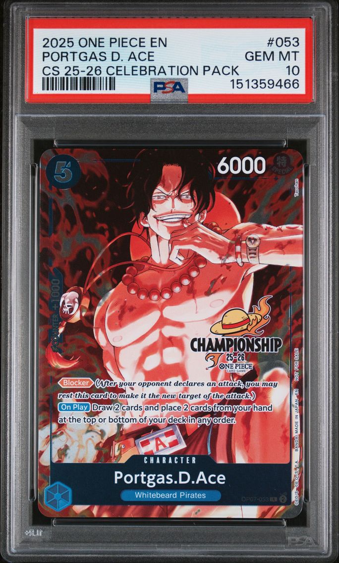 2025 #053 Portgas D. Ace PSA 10 One Piece Championship 2025-26 Celebration Pack