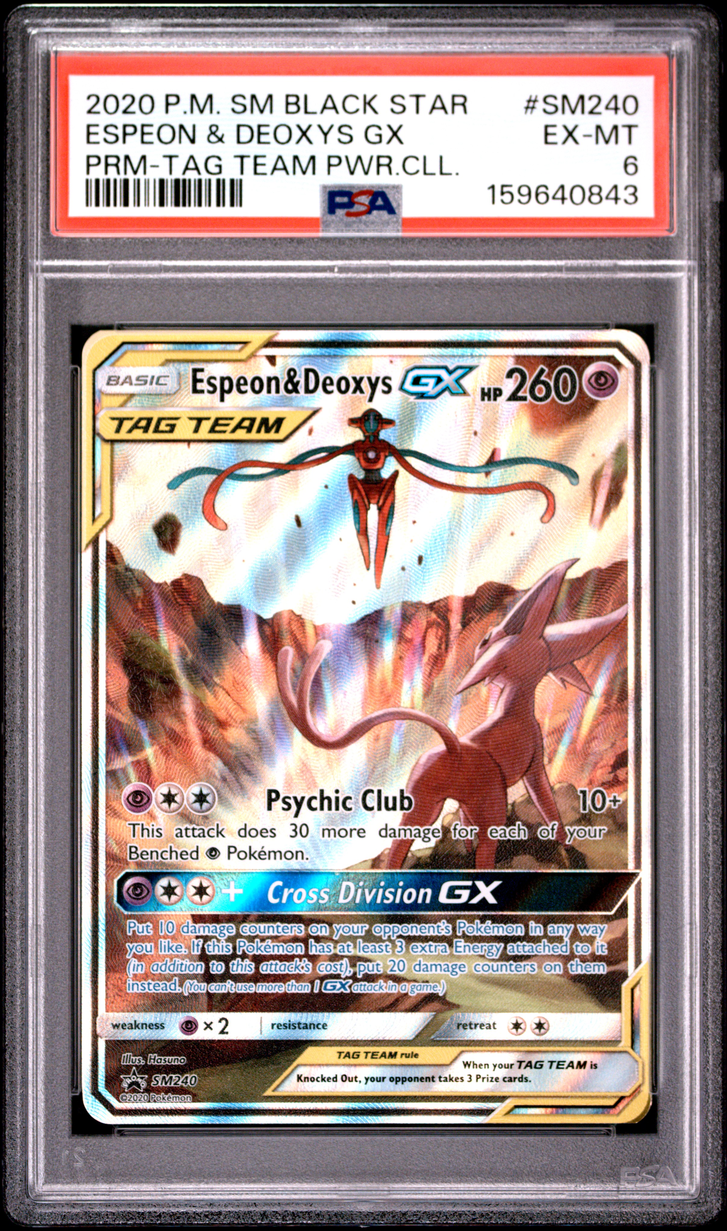 2020 #Sm240 Espeon & Deoxys Gx PSA 6 Sm Black Star Promo