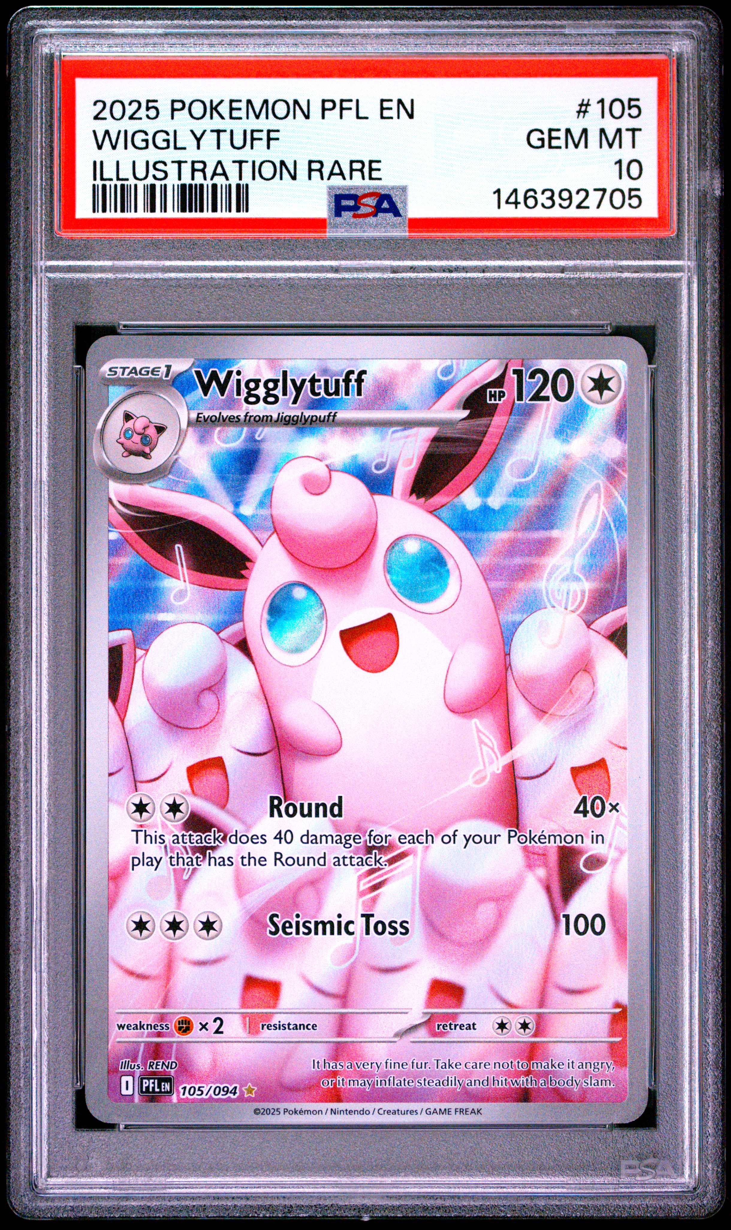 2025 #105 Wigglytuff PSA 10 Pfl En-Phantasmal Flames