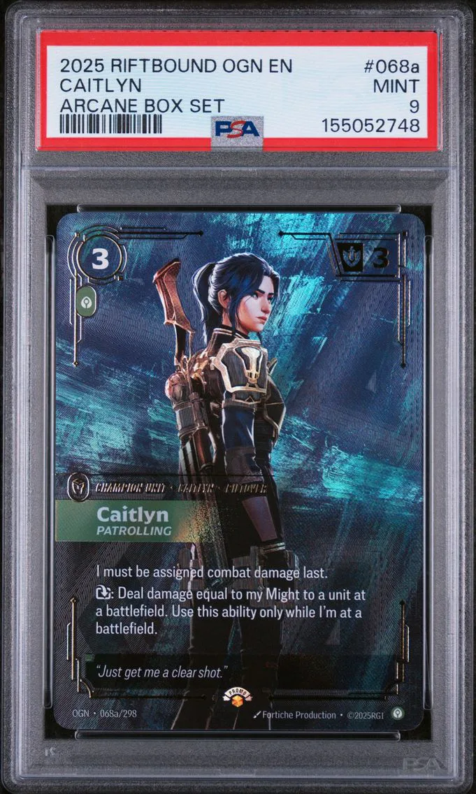 2025 #068a Caitlyn - Patrolling PSA 9 Riftbound: League of Legends Ogn-Origins