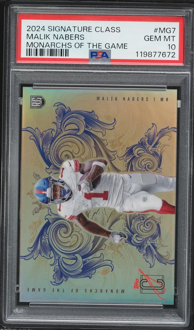 2024 #MG7 Malik Nabers PSA 10 Topps Signature Class Monarchs of the Game Football