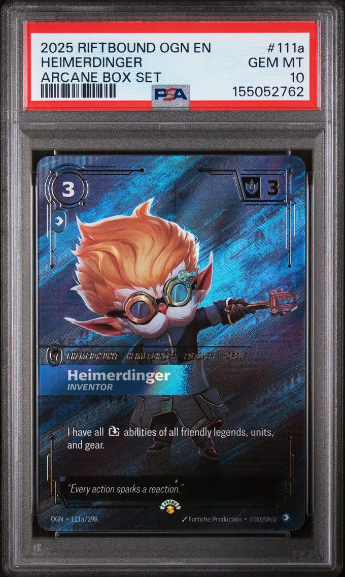 2025 #111a Heimerdinger - Inventor PSA 10 Riftbound: League of Legends Ogn-Origins