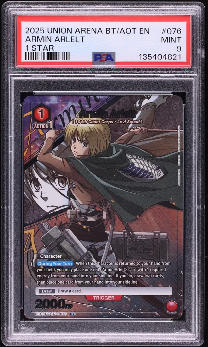 2025 #AOT-1-076 Armin Arlelt 1 STAR PSA 9 Union Arena Attack On Titan