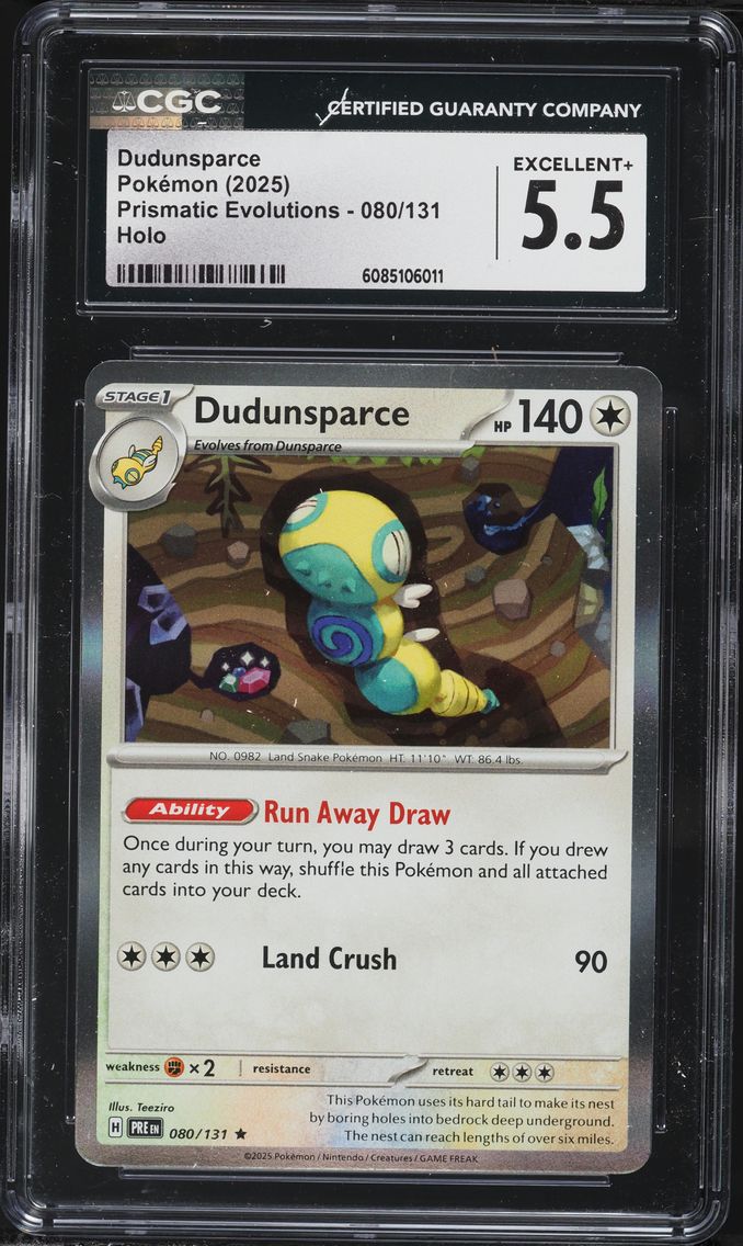 2025 #080 Dudunsparce CGC 5.5 Prismatic Evolutions Pokemon