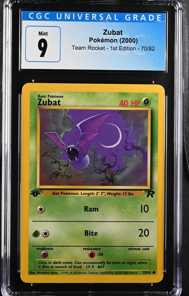 2000 #70 Zubat CGC 9 Team Rocket - 1st Edition - English