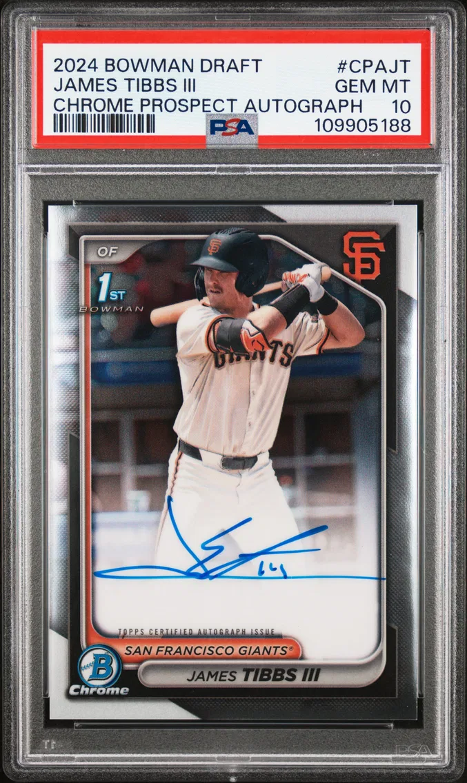 2024 #CPAJT James Tibbs III PSA 10 Bowman Draft Chrome Prospect Autographs