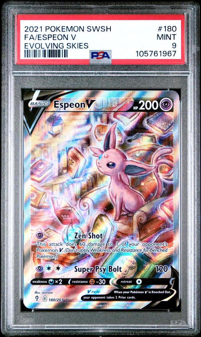 2021 #180 FULL ART/ESPEON V PSA 9 POKEMON SWORD & SHIELD EVOLVING SKIES