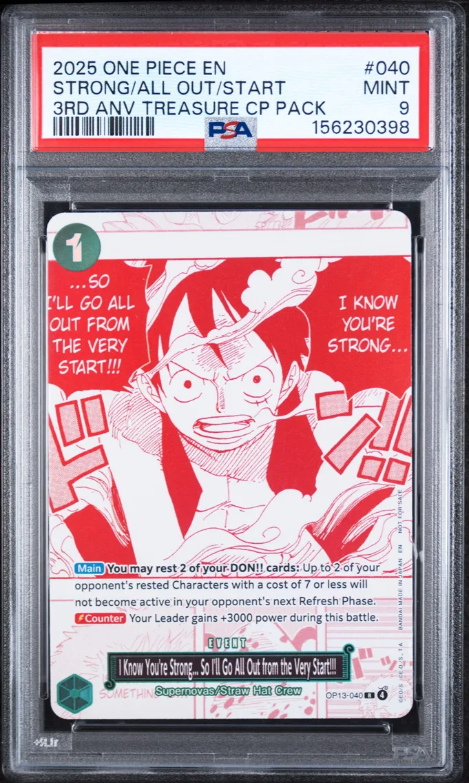 2025 #040 I Know You're Strong... So I'll Go All Out From the Very Start!!! PSA 9 One Piece 3rd Anniversary! One Piece Card Treasure Campaign Pack