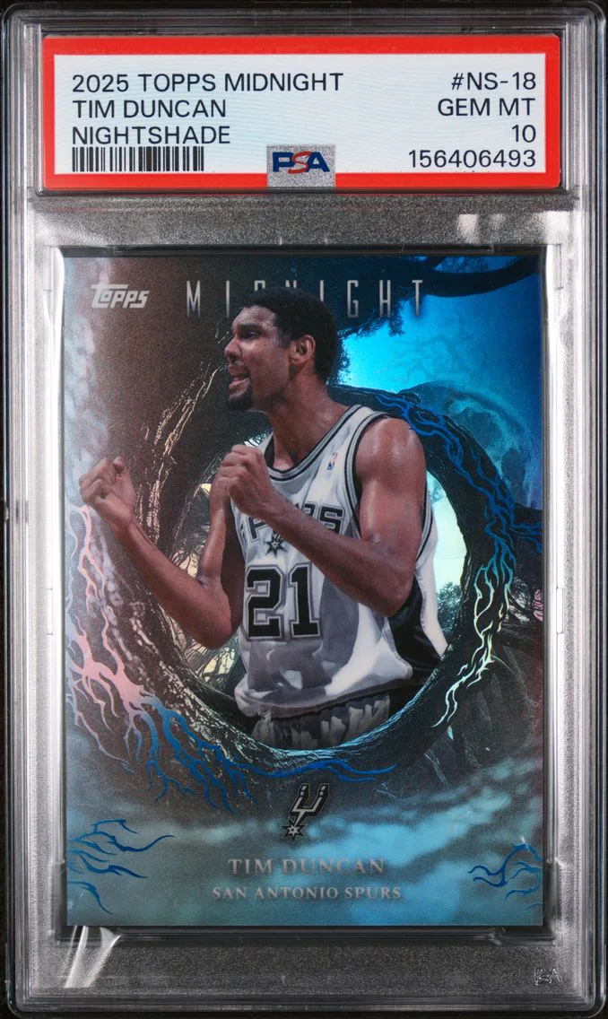 2025 #NS-18 Tim Duncan PSA 10 Topps Midnight Nightshade
