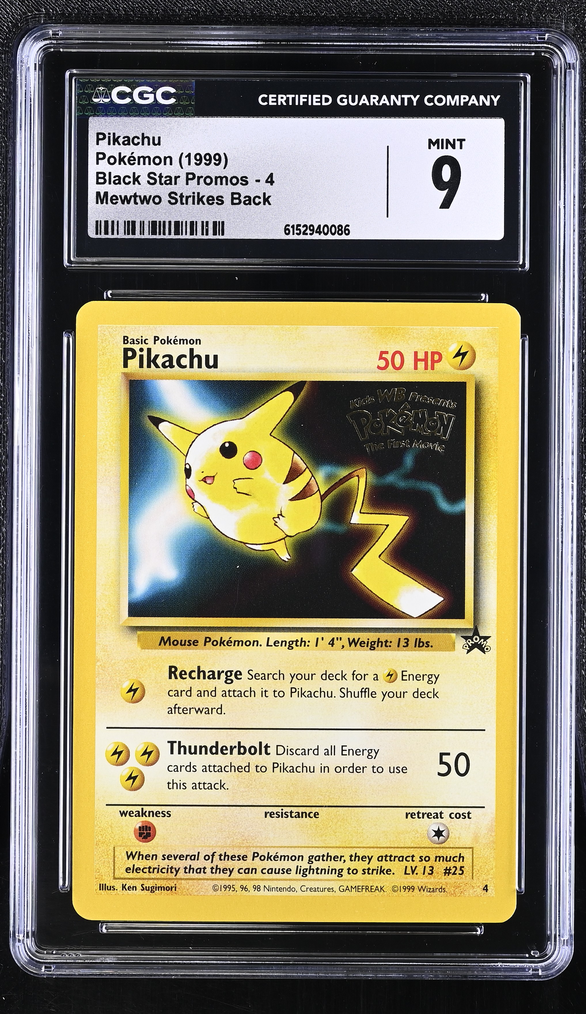 1999 #4 Pikachu CGC 9 Black Star Promos - Wotc - English