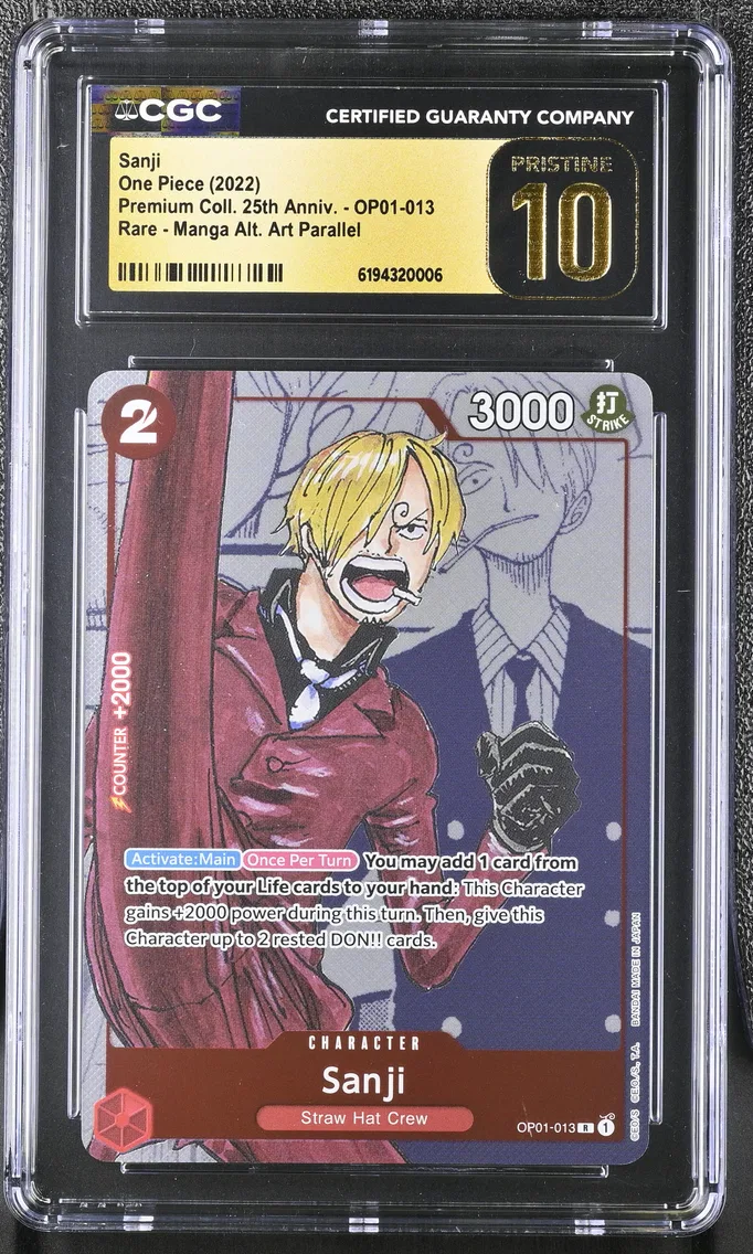 2022 #OP01-013 Sanji CGC 10 Pristine Premium Collection 25th Anniversary - English
