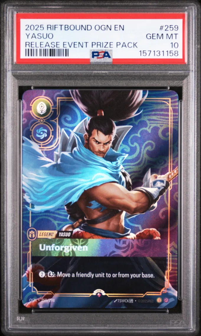 2025 #259 Yasuo - Unforgiven PSA 10 Riftbound: League of Legends Ogn-Origins