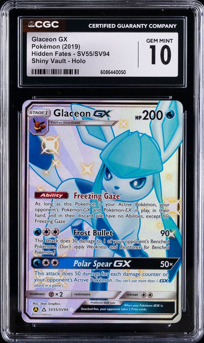 2019 #SV55 Full Art/Glaceon GX CGC 10 Sun & Moon Hidden Fates Pokemon
