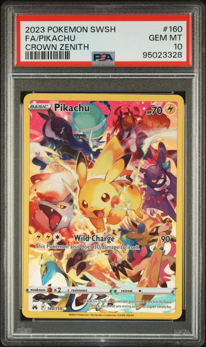 2023 #160 Full Art/Pikachu PSA 10 Sword and Shield Crown Zenith