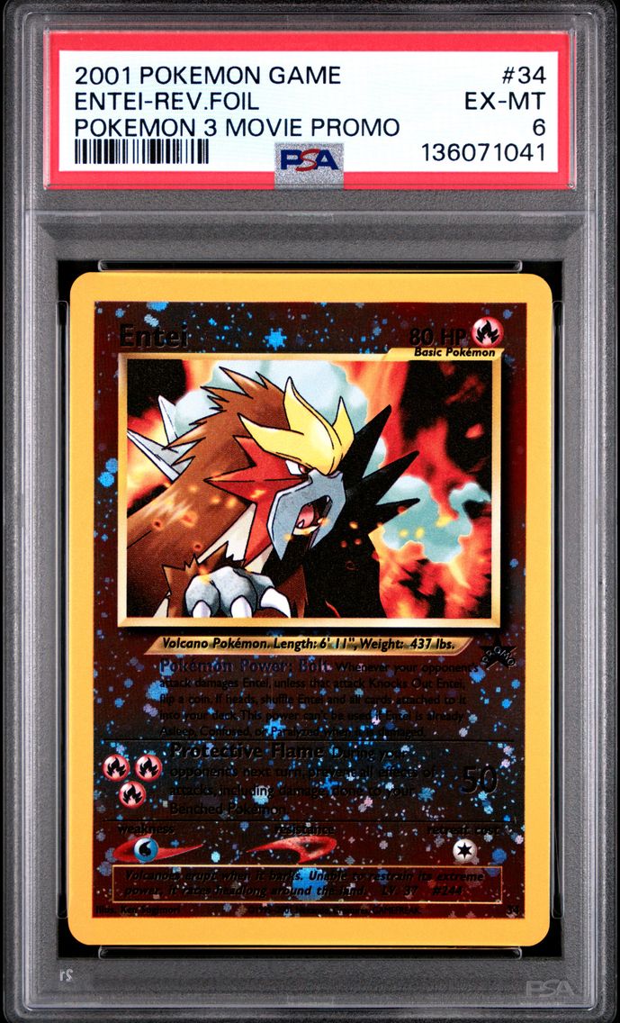 2001 #34 Entei-Reverse Foil PSA 6 Game Movie