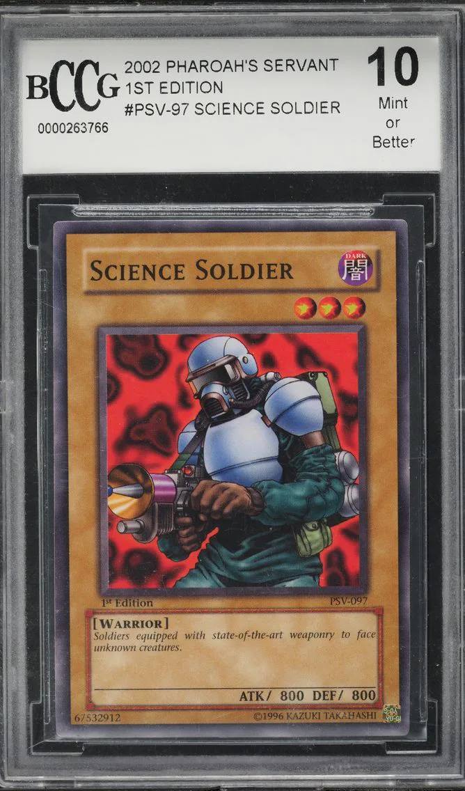 #PVS-97 SCIENCE SOLDIER 2002 YU-GI-OH! PHARAOH'S SERVANT 1ST EDITION BGS 10