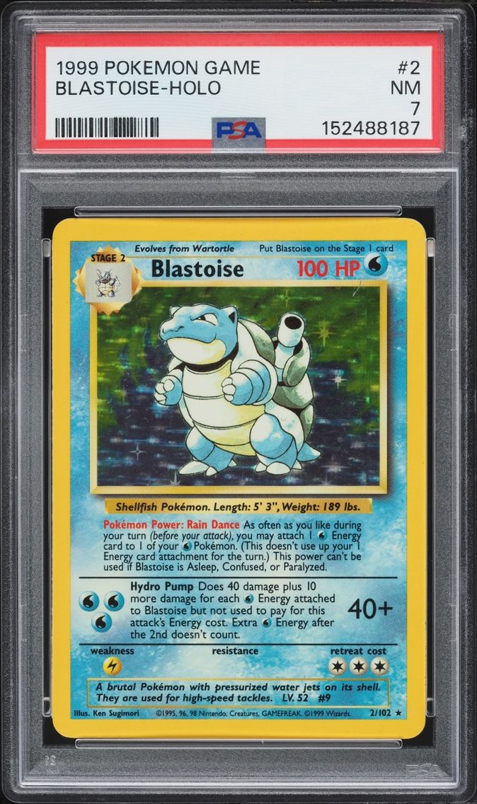 1999 #2 Base Set Holo Blastoise NRMT PSA 7 Pokemon