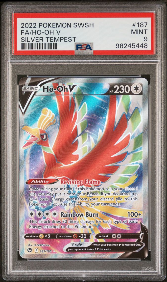 2022 #187 Full Art/HO-Oh V PSA 9 Sword & Shield Silver Tempest