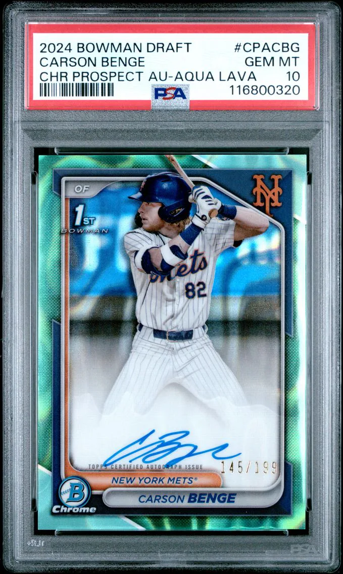 2024 #CPACBG Carson Benge PSA 10 Bowman Draft Chrome Prospect Autographs