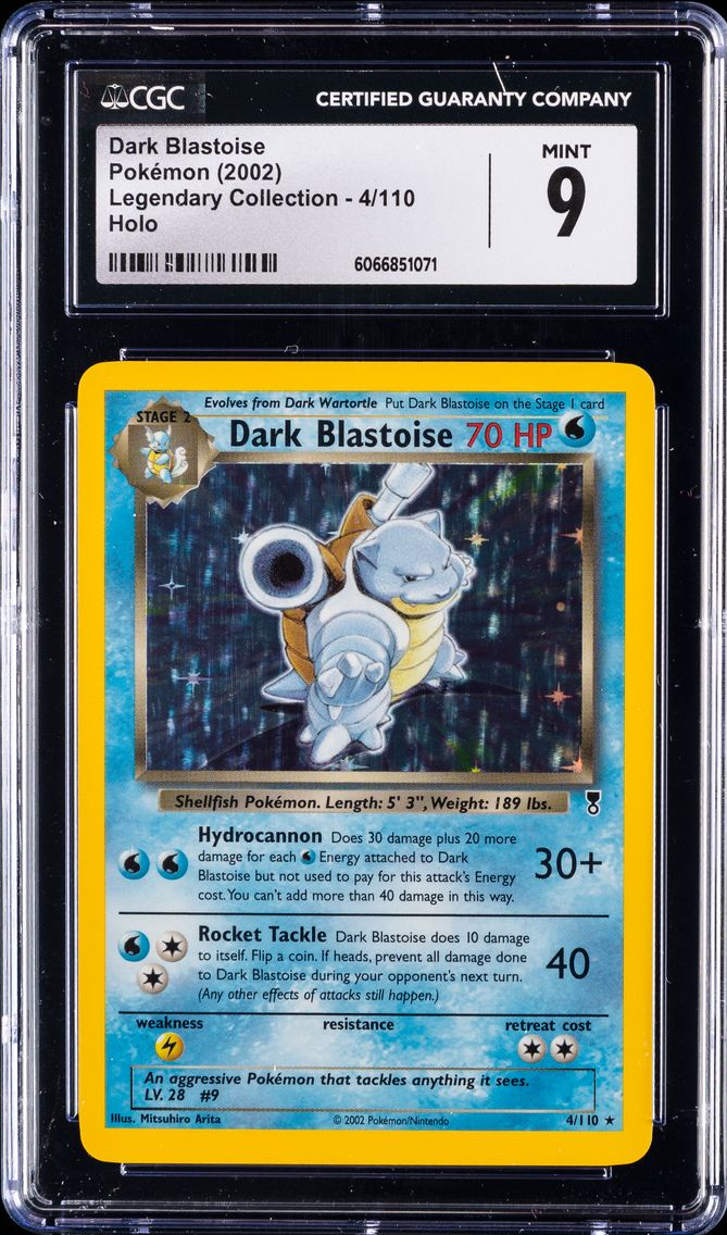 2002 #4 Dark Blastoise-Holo CGC 9 Legendary Collection Pokemon