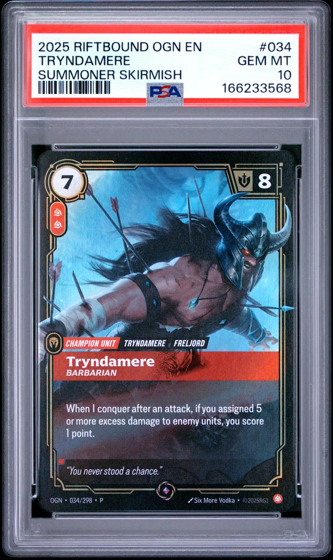 2025 #034 Tryndamere - Barbarian PSA 10 Riftbound: League of Legends Ogn-Origins