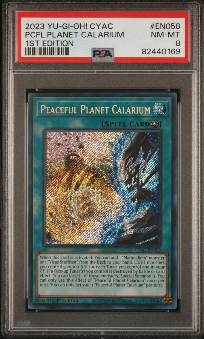 2023 #EN058 Peaceful Planet Calarium 1st Edition PSA 8 YU-GI-Oh! Cyberstorm Access