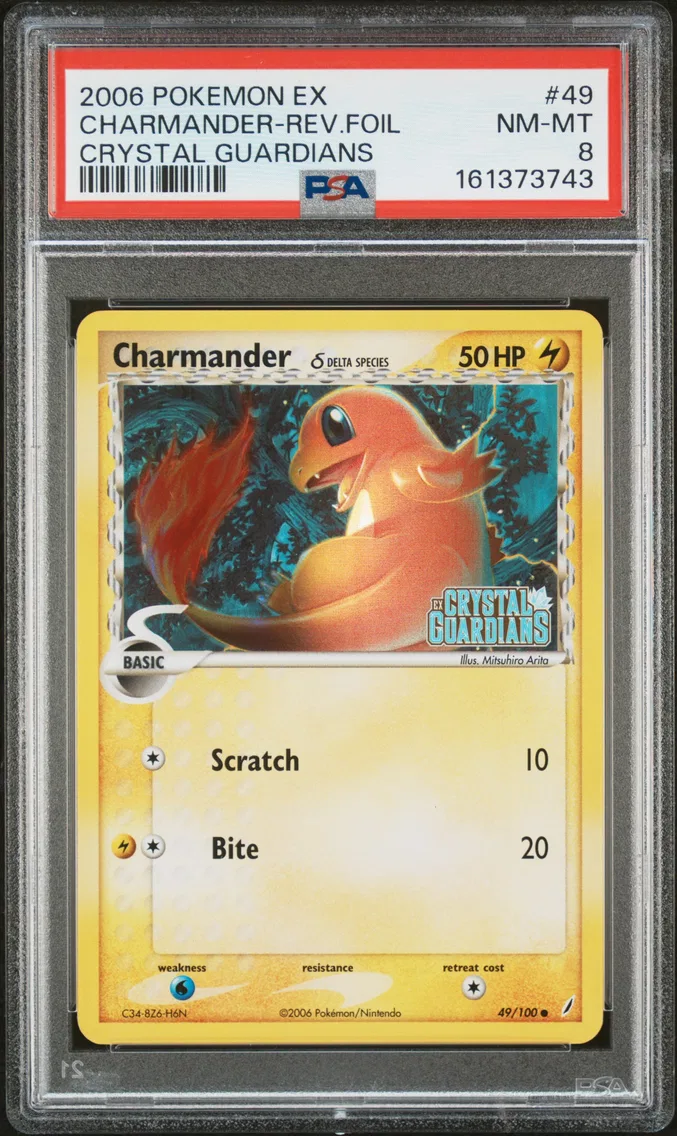 2006 #49 Charmander-Reverse Foil PSA 8 EX Crystal Guardians