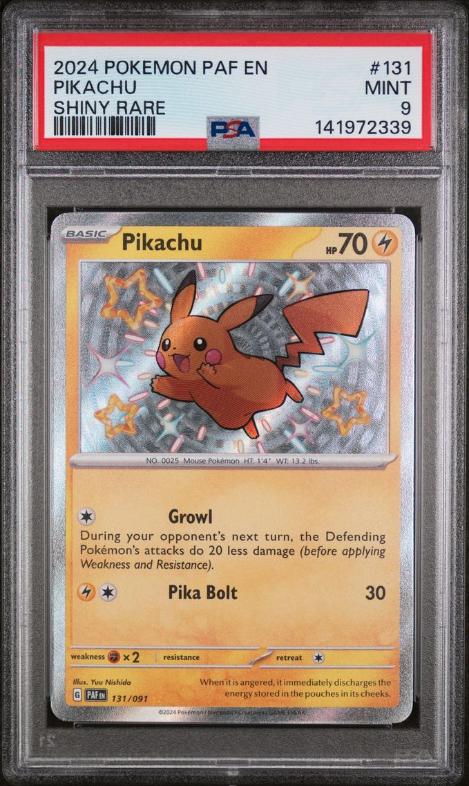2024 #131 Pikachu PSA 9 Shiny Rare Pokemon Paf EN-Paldean Fates Pokemon