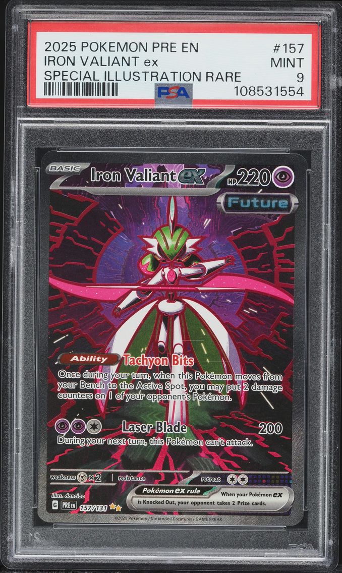 2025 #157 Iron Valiant EX PSA 9 Pre EN-Prismatic Evolutions Pokemon