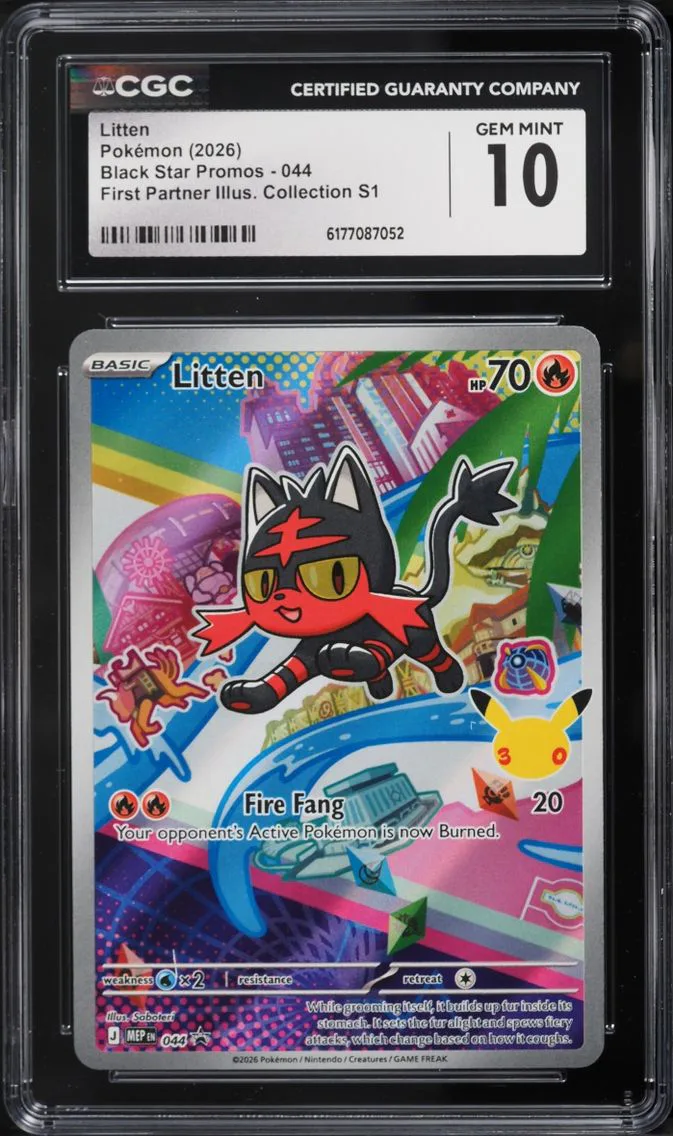 2026 Pokemon Mega Evolution Promo First Partner Illustration Full Art Litten #44 CGC 10 GEM