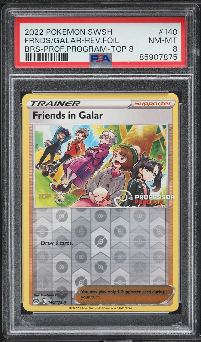 2022 #140 SWSH BRILLIANT STARS PROFESSOR PROGRAM FRIENDS IN GALAR PSA 8 POKEMON