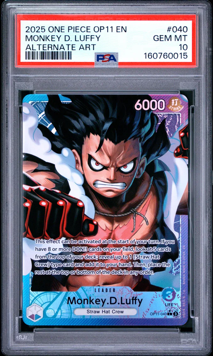 2025 #040 Monkey D. Luffy PSA 10 One Piece OP11-A Fist of Divine Speed