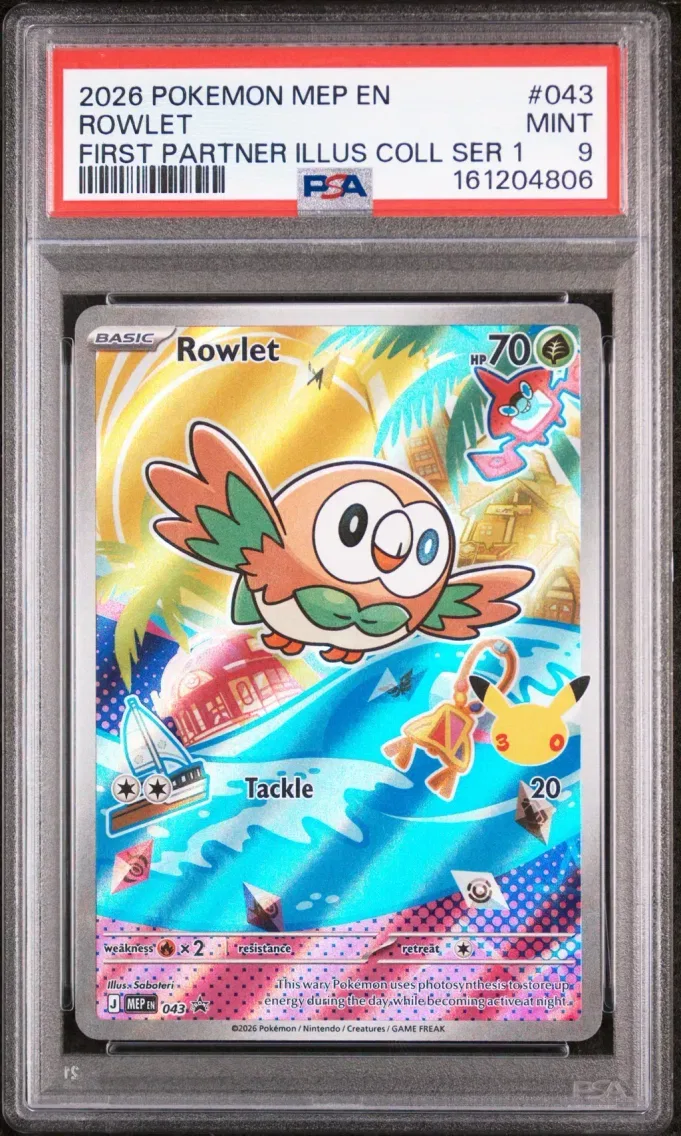 2026 #043 Rowlet PSA 9 Mep EN-Me Black Star Promo