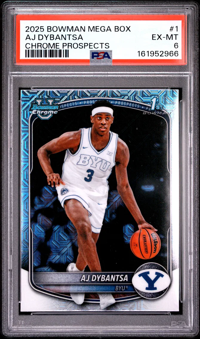 2025 #1 AJ Dybantsa PSA 6 Bowman Mega Box Chrome Prospects
