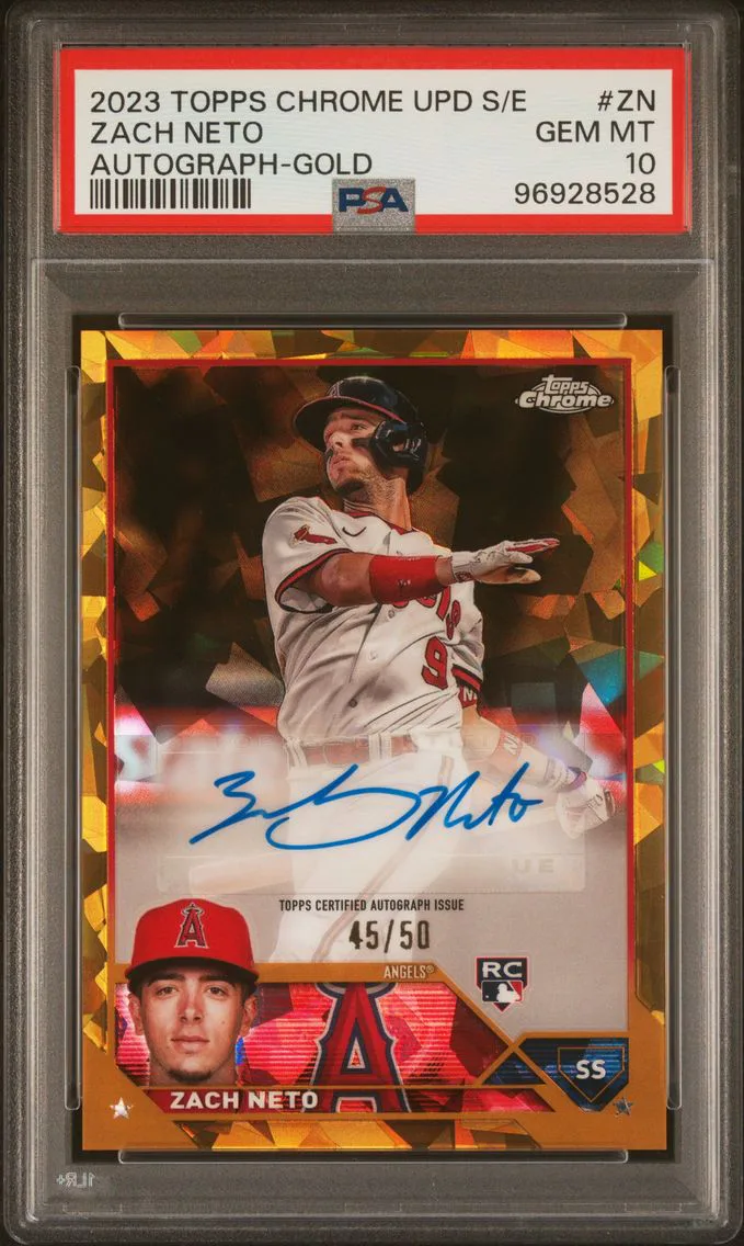 2023 #ZN Zach Neto PSA 10 Topps Chrome Update Sapphire Edition Autograph