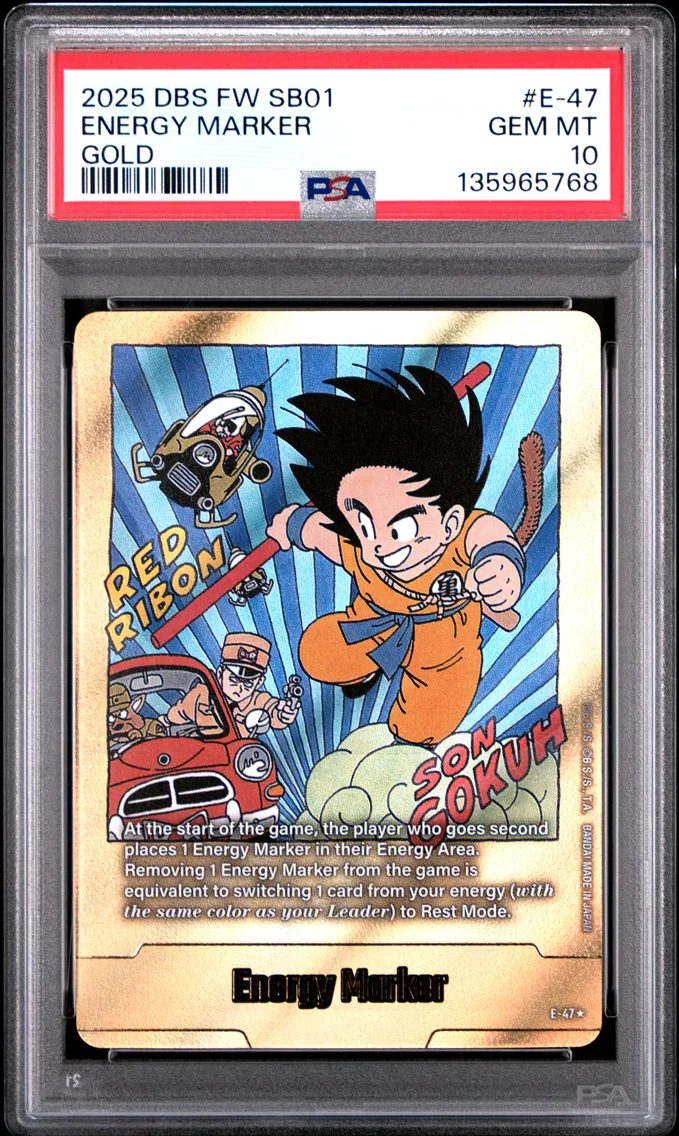 2025 #E-47 Energy Marker PSA 10 Dragon Ball Super Card Game Fusion World Manga Booster 01